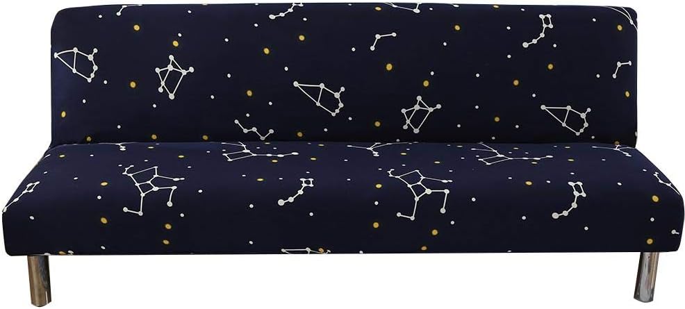 Armless Sofa Bed Cover Polyester Spandex Stretch Futon Slipcover Protector 3 Seater Elastic Full Folding Couch Sofa Shield fits Folding Sofa Bed Without Armrests
