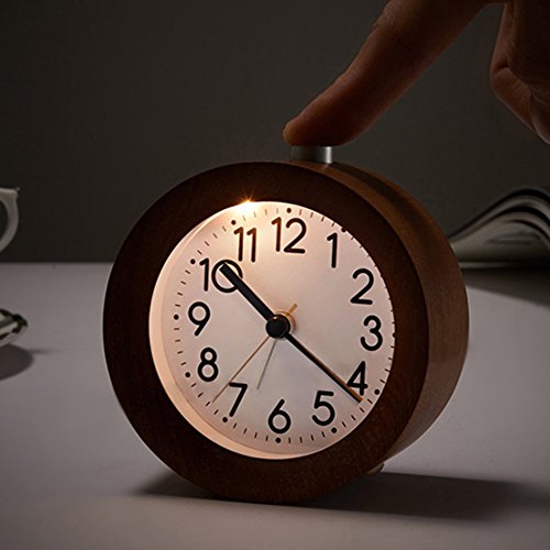 topbrighttrade Small Wooden Silent Lazy Bedside Clock, Creative