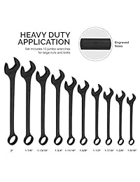 Neiko 03129A una combinación Jumbo Llave Set, 10 piezas   acabado óxido Negro   SAE (1   5 16   1   7 8 pulgadas)