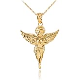Religious Jewelry 10K Yellow Gold Angel Heavenly Guardian Pendant Necklace - Choice of Length