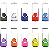 Flash Drive USB 2.0 10 Pack Swivel Blank Memory Stick Pnstaw Bulk Thumb Drive Pen Drives Jump Drive for Data Storage, File Sharing(10 Pack,Multi-Color) (10, 128, MB)