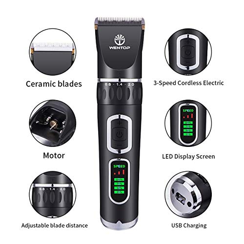 WenTop Dog Clippers 3Speed Dog Grooming Clippers Kit USB Charge Dog