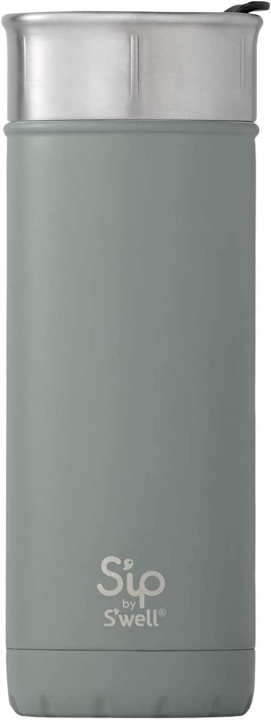 S'ip by S'well Stainless Steel Travel Mug Double-Layered Vacuum-Insulated Food and Drinks Cold and Hot - with No Condensation - BPA Free Water Bottle, 16oz, Clean Slate