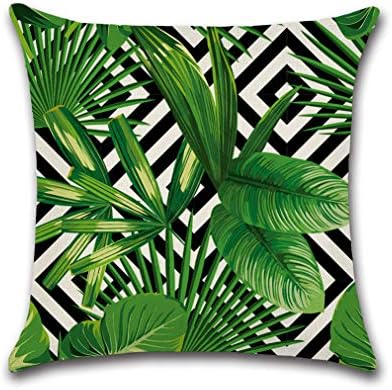 OUREIDOO Tropical Plants Palm Leaf Green Leaves Cushion Covers Cushion Cover Decorative Linen Pillow Case