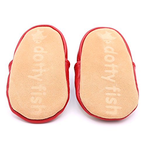 Dotty Fish - Boys Soft Leather Baby & Toddler Shoes with Suede Soles - Red Monkey - 12-18 Months (US Child Size 6)