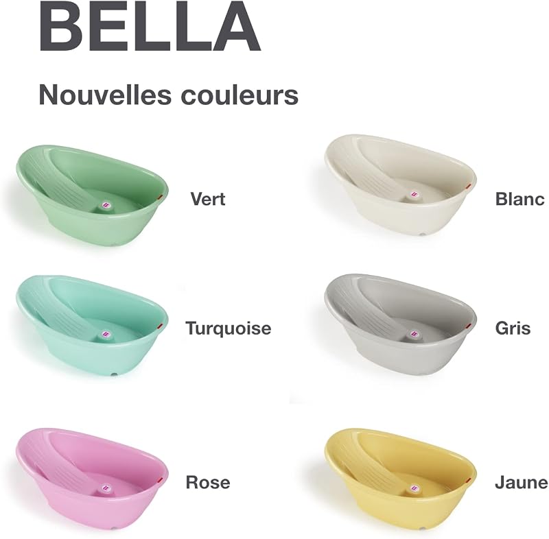 Kit Baignoire Bébé Bella avec Support Pliable, Baignoire Évolutive et Ergonomique 0-12 Mois - Rose