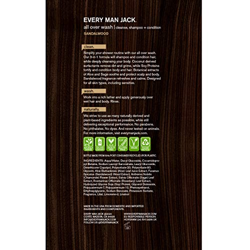 Every Man Jack Mens Cleansing 3in1 All Over Wash for All Skin and