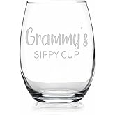 HTDesigns Grammy's Sippy Cup Stemless Wine Glass - Mother's Day Gift Grammy Wine Gift - First Time Grammy New Grammy Gift - Grammy Wine Glass