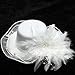 FACILLA® White Feather Hair Clip Mini Top Lace Beads Hat Fascinator Cocktail Party Women