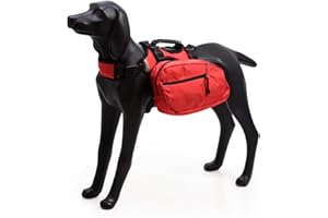 BlackDoggy 2-in-1 Dog Backpack Harness, Water-Repellent Adjustable with Detachable Saddle Bag for Medium & Large Dogs - Hikin