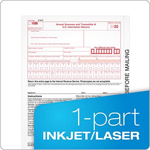 Adams 1096 Forms 2020, Summary Forms for IRS Information Returns, 1