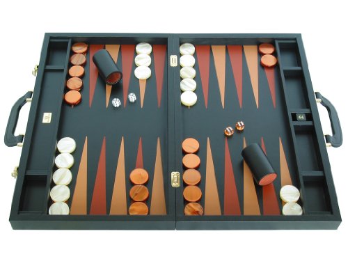Backgammon Attache 23" - Genuine Leather - Double-Grip Handle