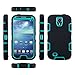 ULAK Galaxy S4 Case Hybrid Dual-Layer Shockproof Silicone Rubber Soft Skin PC Front Frame Hard Back Cover Heavy Duty Dustproof Combo Phone Case Cover for Samsung Galaxy S4 IV i9500 Aqua Blue Black