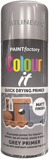 HitlineUK 2x400ml Grey Primer Spray Paint - Multi-Purpose Matt Wood Metal view 3