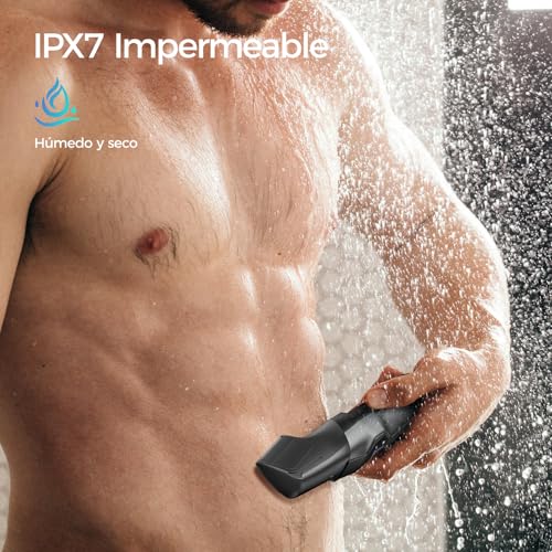 kensen Male Body Shaver 4 in 1, 2 Speeds Male Body Epilator, IPX7 Waterproof Body Shaver for Beard, Ears, Armpits, Chest, Legs and Genitals, LED Display, 210 mins Use