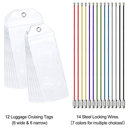 Cruise Tags 12 Pack Both Sizes (Wide and Narrow) Luggage Etag Holders Zip Seal Steel Loops - Thumbnail 3