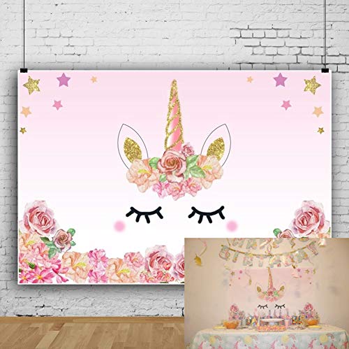 OFILA Unicorn Backdrop 5x3ft Unicorn Birthday Party Decoration Unicorn Themed Baby Shower Children Room Wallpaper Kids Party Photos Cake Background Dessert Table Background Unicorn Events Shoots Props