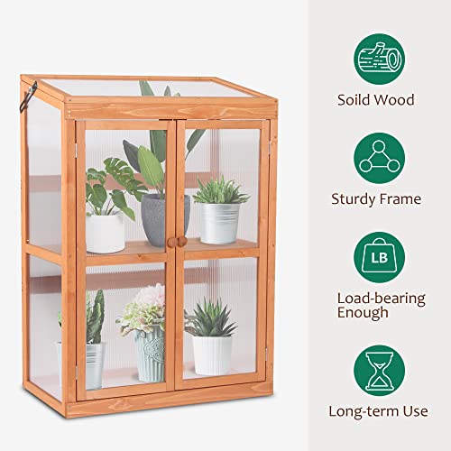 Greenhouse Wooden Cold Frame Greenhouse, Garden Portable Mini