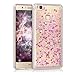 kwmobile TPU Silicone Case for Huawei P9 Lite - Soft Flexible Protective Cover with Flowing Liquid - Hearts Snow Globe Dark Pink/Transparent