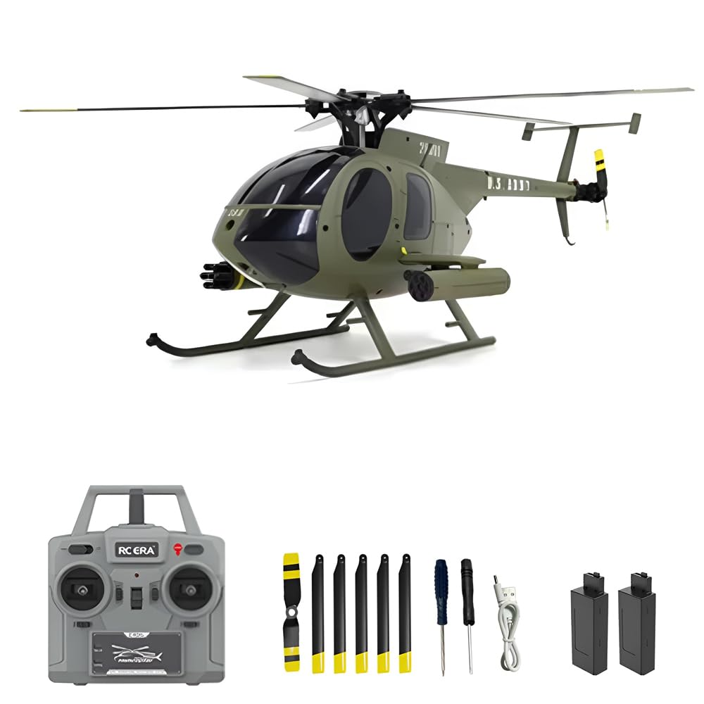 Photo 1 of GoolRC C189 RC Helicopter, 4CH Remote Control Helicopter, 1:28 Scale 2.4GHz MD500 RC Aircraft with 6-Axis Gyro, Brushless Motor, One Key Take Off/Landing, 2 Batteries for Adults (Green)