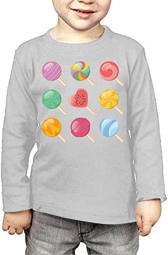 ZheuO Boys &amp; Girls Baby 9 Lollipops Soft and Cozy 100% Cotton T-Shirts Unisex Gray 5-6 Toddler