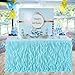 leegleri Tulle Curly Willow Table Skirt Ruffle Tutu Table Skirt for Rectangle Table or Round Table,Mermaid Table Skirt for Baby Shower,Birthday Party (Aqua,L 9(ft)*H 30in)