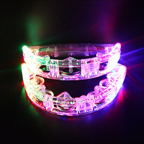 LACGO LED Light up Tambourine Multi-color Flashing Sway Bells for Bar Party KTV (Pack of 2)