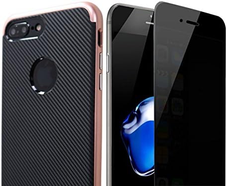 Case Art Plus [Black Mask 7] Privacy Anti-Spy Tempered Glass Screen Protector Film + [ Dual Luxury Metalic Bumper] Super Slim Fit Light Case for iPhone 7 Plus (Rose Gold - 5.5")