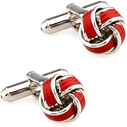 CIFIDET Cuff Links Fashion Mens Red Knots Shirt Cufflinks with Gift Box