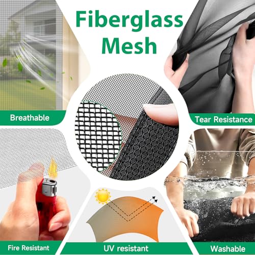 Magnetic Fly Screen Door, Fibreglass Mesh with Full-Length Magnets, NO Gap Auto Closes Kid and Pet Friendly Patio Exterior Door Curtains to Stop Flies Without Drilling (90x200cm, Black)