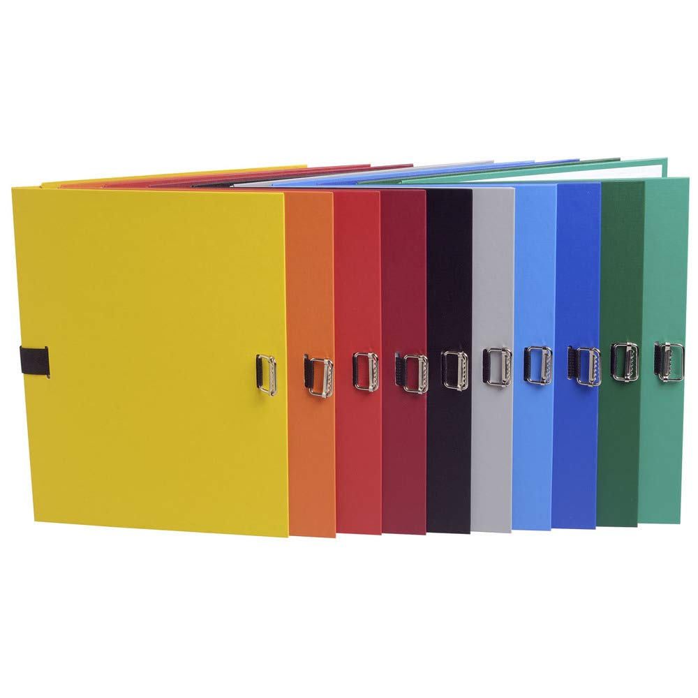 Exacompta - Ref 720E - Expanding Folder - 240 x 320mm in Size, Suitable for Storing A4 Documents, Expands Up To 13cm , Coloured Canvas with Matching Strap - Assorted Colours (Pack of 10)