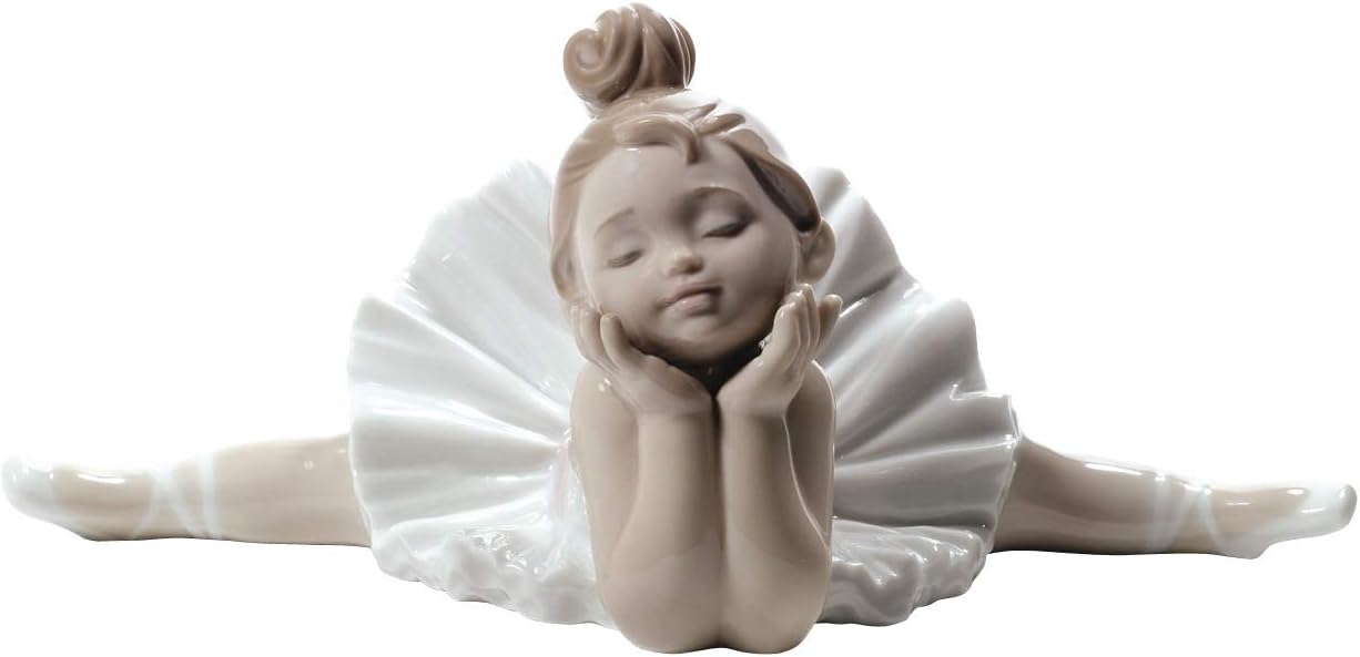 NAO Ready for My Debut Ballet Dancer Figure in Glossy Porcelain and Pastel Tones. Porcelain Little Ballerina Decorative Figurine