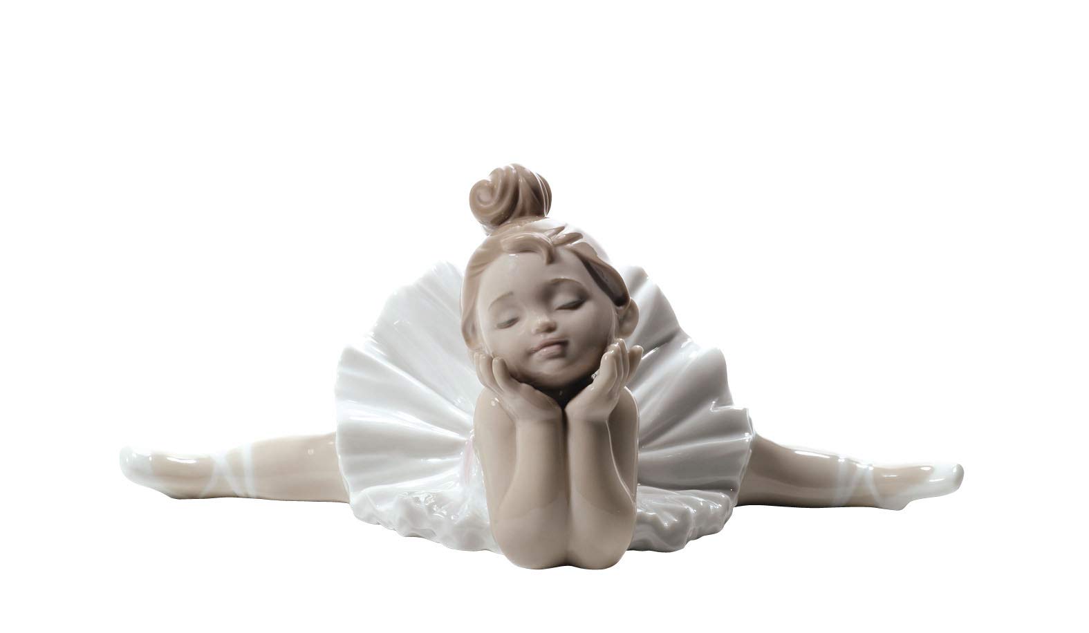 NAO Ready for My Debut Ballet Dancer Figure in Glossy Porcelain and Pastel Tones. Porcelain Little Ballerina Decorative Figurine.