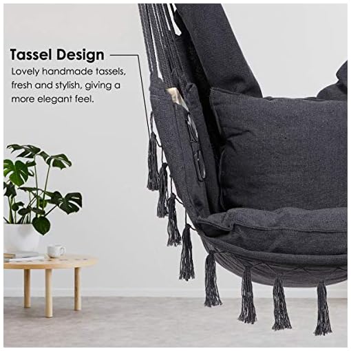 Y STOP Hammock Chair Hanging Rope Swing, Max 500 Lbs, 2 Cushions