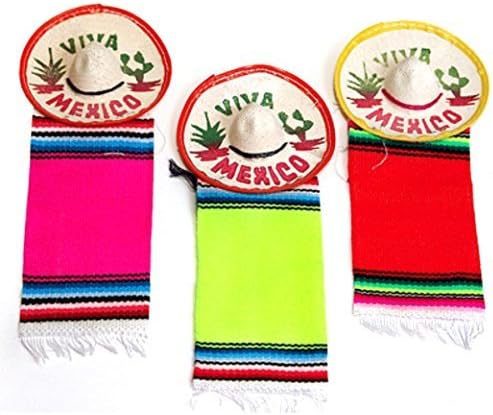 Mini Mexico Sombreros with Serape Fiesta Party Decoration Favors (12 Piece) by JDProvisions