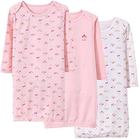Hisharry Baby Girls Nightgown Infant Clothing Cotton Dresses Kids Long Sleeve Sleepwear(Tag 90 (for 6-12 Months), 3 Packs)