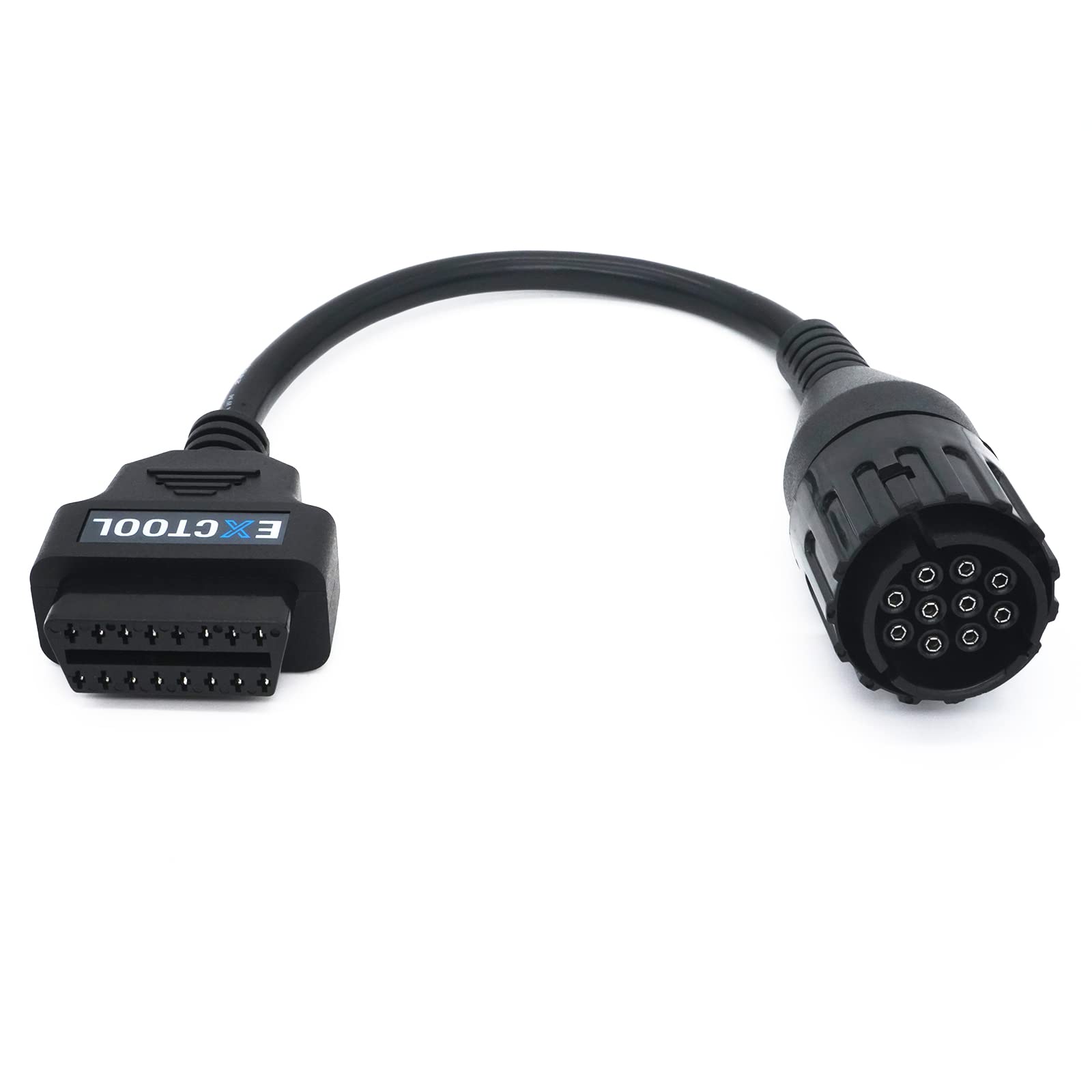 Photo 1 of Exctool OBD2 Diagnostic Adapter Compatible with BMW Motorcycles Year 1996 to 2016 Round 10 Pin Connector to 16 Pin OBD II Female Cable 1 Feet
