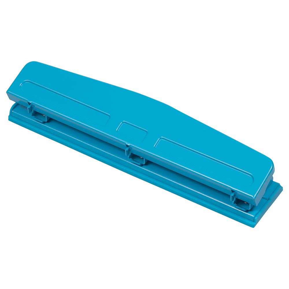 JAM PAPER Metal 3 Hole Punch - Blue - 10 Sheet Capacity - Hole Puncher Sold Individually