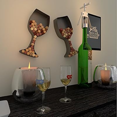 Wine Glass Cork Holder Art Wall Decor Metal Set Of 2 Gifts For Wine Lovers By Housevines Wine Glasses Amazon Com Au