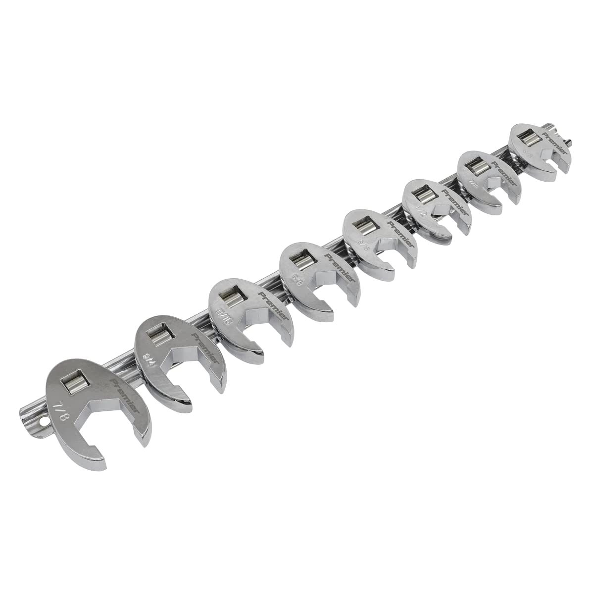 Sealey AK599 Imperial Crow's Foot Spanner Set, 3/8" Square Drive, 8 Pieces