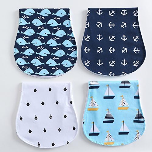 Baby Burp Cloths Unisex Premium Absorbent Burp Cloths Waterproof Burp Bib Set 4 Pack Large 19x9 inch (CBW1707-3)