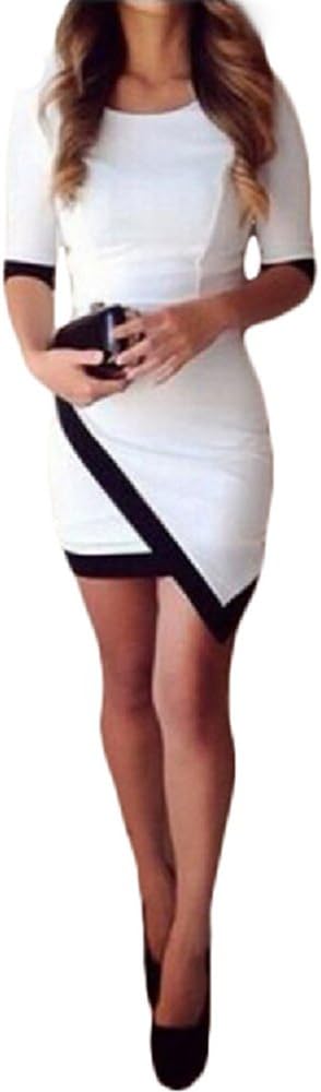 Haoduoy Women's Bandage Bodycon Asymmetric Cocktall Party Evening Mini Dress