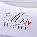 Sleepwish Mr Right Mrs Always Right Pillowcases Set of 2 Romantic Couple Pillowcases Gift Idea for Him and Her Bedding Pillow Shams (20 x 30 inch)