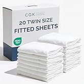 Bulk Case Pack of 20 Fitted Sheets - (20) Twin Size Fitted Sheets with Deep Pockets - Wholesale Bulk Bedding for Hotels, Spas & Airbnbs - Breathable & Cooling - Soft and Wrinkle Free - (Twin, White)