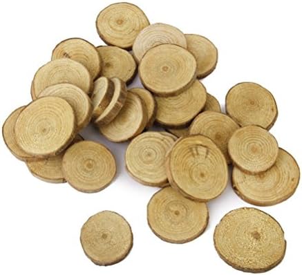 ByGeorge Wood Log Slices Discs Pack of 30 1 - 1 1/2 inch for DIY Crafts Wedding Centerpieces