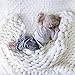 Aixingyun Chunky Knit Blanket Merino Wool Yarn Handmade Knitted Blanket Super Soft Bulky Knit Throw Blanket Home Decor Couch Bed Sofa Pet Chair Mat Rug (White, 32 x 32 inches)