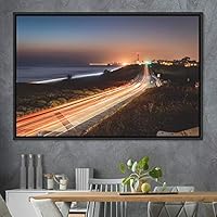 Framed Canvas Wall Art Light Exposure Colorful Industrial Lights Multicolor Neon Photography Places Portrait Realism - 16x24 inches