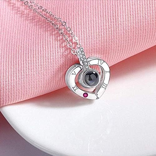 WANGLAI 1Pc Silver/Gold Projective Necklace, The Memory of Love Nanotechnology Necklace - 100 Different Languages for I Love U
