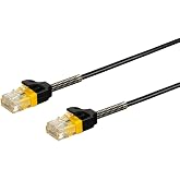Monoprice Cat6 Ethernet Patch Cable - Snagless, Reinforced, 550MHz, UTP, 30AWG, 1 Feet, Black - SlimRun Series