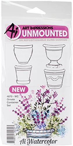 Art Impressions Watercolor Cling Rubber Stamp Ornate Container